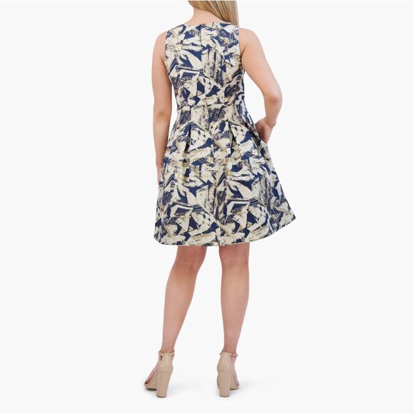 VINCE CAMUTO Jacquard Abstract Print Fit and Flare Mini Dress, NWT - Picture 3 of 14